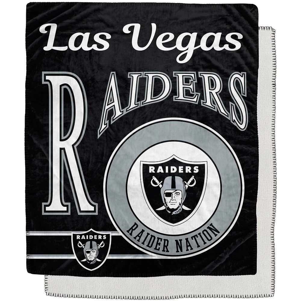 Couverture Sherpa en flanelle polaire avec emblème rétro des Las Vegas Raiders, 50 "x 60"