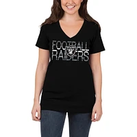 T-shirt lounge à col en V pour femmes Las Vegas Raiders 5th & Ocean par New Era - Noir