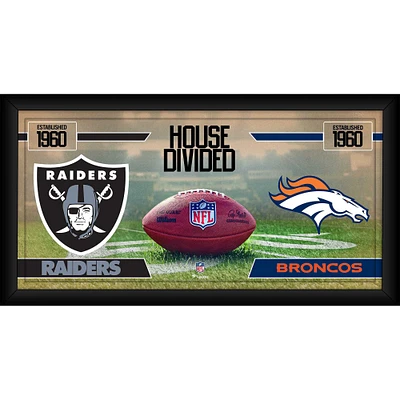 Collage de football encadré 10" x 20" des Raiders de Las Vegas contre les Broncos de Denver