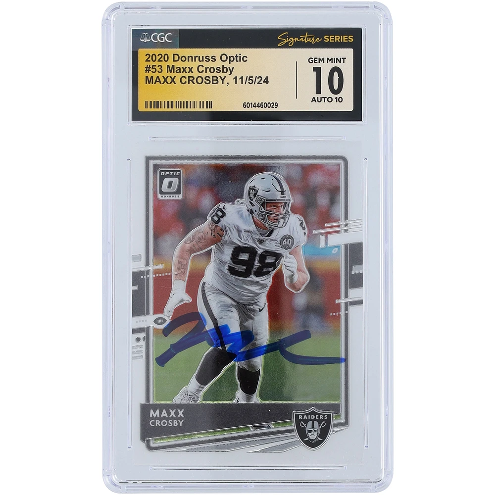 V106832 Raid Maxx Crosby Las Vegas Raiders Autographié 2020 Panini Donruss Optic #53 CGC Fanatics Witnessed Authenticated 10/10 Card 98 Maxx Crosby AUT PAA TRADING CARDS 45642 AUTTRC CA01F06806 #5