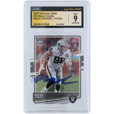 V106832 Raid Maxx Crosby Las Vegas Raiders Autographié 2020 Panini Donruss Optic #53 CGC Fanatics Witnessed Authentifié 9/10 Carte 98 Maxx Crosby AUT PAA TRADING CARDS 45642 AUTTRC CA01F06807 #6