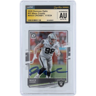 V106832 Raid Maxx Crosby Las Vegas Raiders Autographié 2020 Panini Donruss Optic #53 CGC Fanatics Witnessed Authenticated Auto 10 Card 98 Maxx Crosby AUT PAA TRADING CARDS 45642 AUTTRC CA01F06808 #7