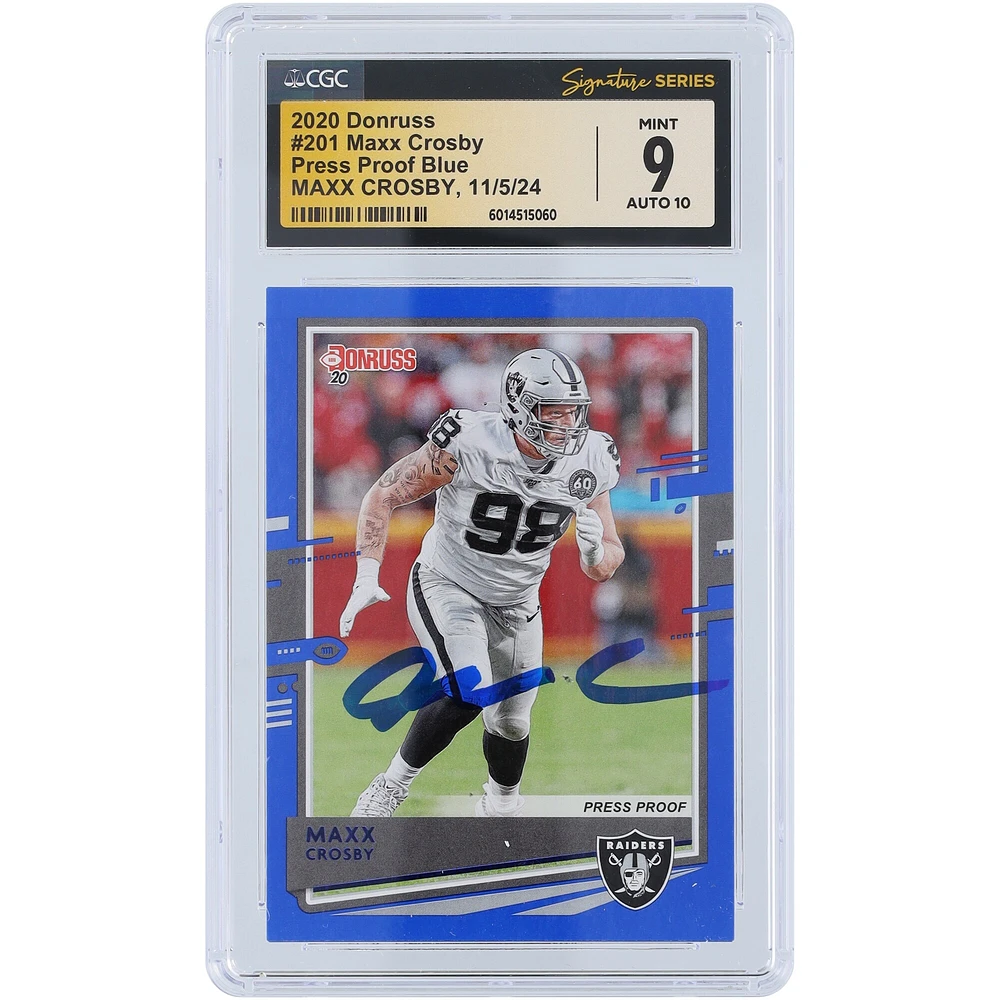 V106832 Raid Maxx Crosby Las Vegas Raiders Autographié 2020 Panini Donruss Press Proof Bleu #201 CGC Fanatics Witnessed Authentifié 9/10 Carte 98 Maxx Crosby AUT PAA TRADING CARDS 45642 AUTTRC CA01F06803 #2