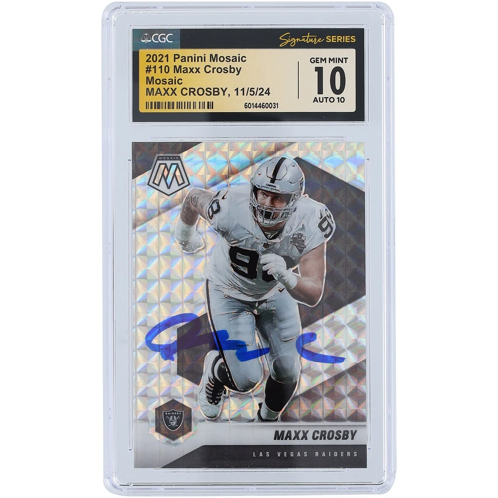 V106832 Raid Maxx Crosby Las Vegas Raiders Autographié 2021 Panini Mosaic Mosaic #110 CGC Fanatics Witnessed Authentifié 10/10 Carte 98 Maxx Crosby AUT PAA TRADING CARDS 45642 AUTTRC CA01F06814 #13