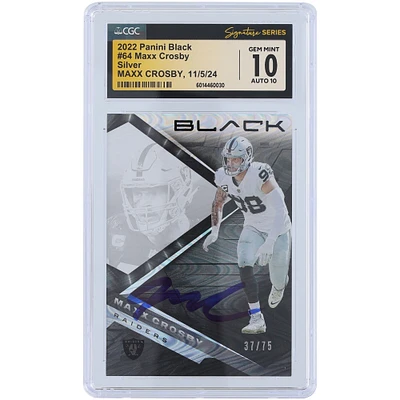 V106832 Raid Maxx Crosby Las Vegas Raiders Autographié 2022 Panini Noir Argent #64 #/75 CGC Fanatics Witnessed Authentifié 10/10 Carte 98 Maxx Crosby AUT PAA CARTES À ÉCHANGER 45642 AUTTRC CA01F06820 #19
