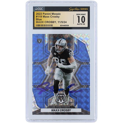 V106832 Raid Maxx Crosby Las Vegas Raiders Autographié 2022 Panini Mosaic Bleu #119 #/99 CGC Fanatics Witnessed Authentifié 10/10 Carte 98 Maxx Crosby AUT PAA CARTES À ÉCHANGER 45642 AUTTRC CA01F06821 #20