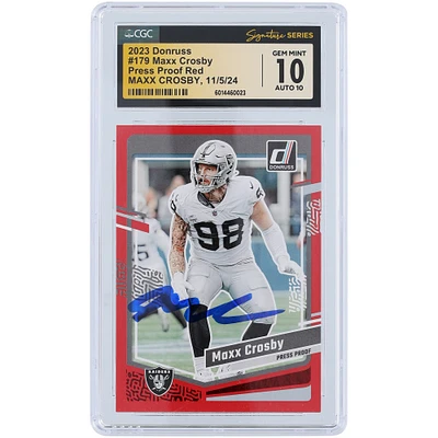 V106832 Raid Maxx Crosby Las Vegas Raiders Autographié 2023 Panini Donruss Press Proof Rouge #179 CGC Fanatics Witnessed Authentifié 10/10 Carte 98 Maxx Crosby AUT PAA TRADING CARDS 45642 AUTTRC CA01F06823 #22