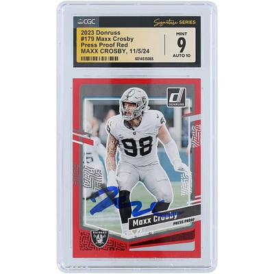 V106832 Raid Maxx Crosby Las Vegas Raiders Autographié 2023 Panini Donruss Press Proof Rouge #179 CGC Fanatics Witnessed Authentifié 9/10 Carte 98 Maxx Crosby AUT PAA TRADING CARDS 45642 AUTTRC CA01F06824 #23