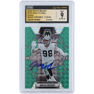 V106832 Raid Maxx Crosby Las Vegas Raiders Autographié 2023 Panini Mosaic Vert #123 CGC Fanatics Witnessed Authentifié 9/10 Carte 98 Maxx Crosby AUT PAA TRADING CARDS 45642 AUTTRC CA01F06827 #26