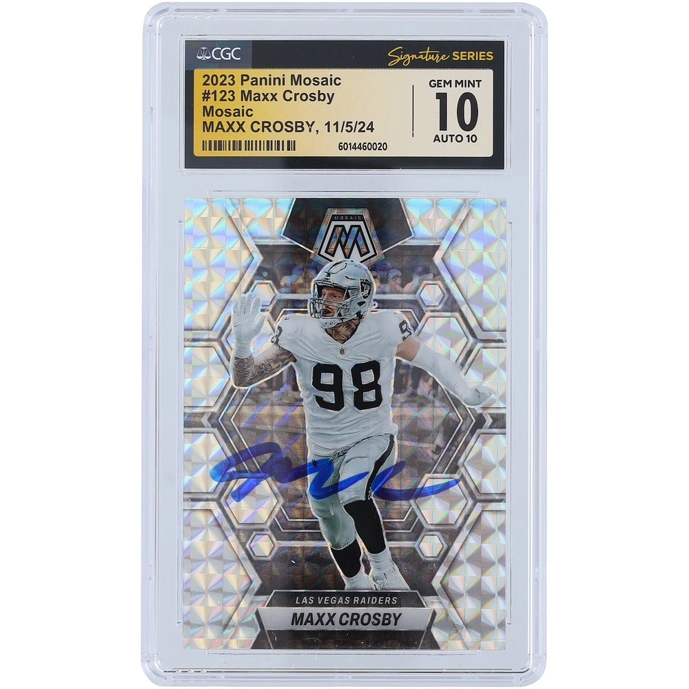 V106832 Raid Maxx Crosby Las Vegas Raiders Autographié 2023 Panini Mosaic Mosaic #123 CGC Fanatics Witnessed Authentifié 10/10 Carte 98 Maxx Crosby AUT PAA TRADING CARDS 45642 AUTTRC CA01F06829 #28