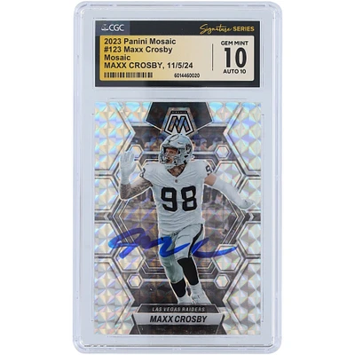 V106832 Raid Maxx Crosby Las Vegas Raiders Autographié 2023 Panini Mosaic Mosaic #123 CGC Fanatics Witnessed Authentifié 10/10 Carte 98 Maxx Crosby AUT PAA TRADING CARDS 45642 AUTTRC CA01F06829 #28