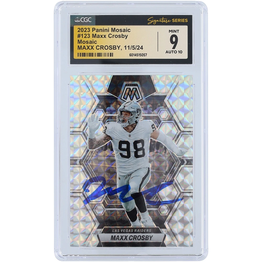 V106832 Raid Maxx Crosby Las Vegas Raiders Autographié 2023 Panini Mosaic Mosaic #123 CGC Fanatics Witnessed Authentifié 9/10 Carte 98 Maxx Crosby AUT PAA TRADING CARDS 45642 AUTTRC CA01F06830 #29