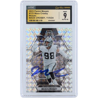 V106832 Raid Maxx Crosby Las Vegas Raiders Autographié 2023 Panini Mosaic Mosaic #123 CGC Fanatics Witnessed Authentifié 9/10 Carte 98 Maxx Crosby AUT PAA TRADING CARDS 45642 AUTTRC CA01F06830 #29