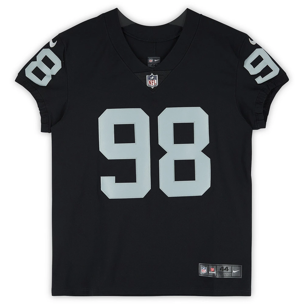 Maillot Nike Elite noir dédicacé par Maxx Crosby des Las Vegas Raiders avec l'inscription « The Condor »