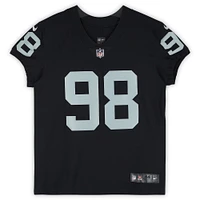 Maillot Nike Elite noir dédicacé par Maxx Crosby des Las Vegas Raiders avec l'inscription « The Condor »