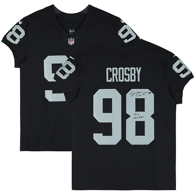 Maillot Nike Elite noir dédicacé par Maxx Crosby des Las Vegas Raiders avec l'inscription « The Condor »