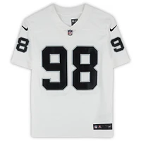 Maillot Nike blanc dédicacé par Maxx Crosby des Las Vegas Raiders avec l'inscription « The Condor »