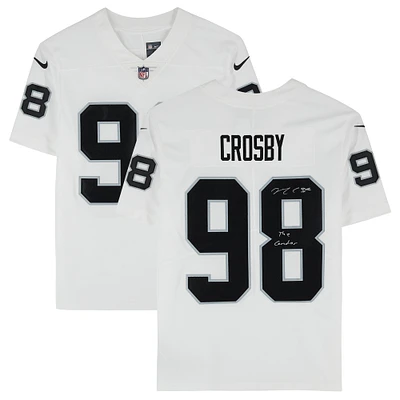 Maillot Nike blanc dédicacé par Maxx Crosby des Las Vegas Raiders avec l'inscription « The Condor »