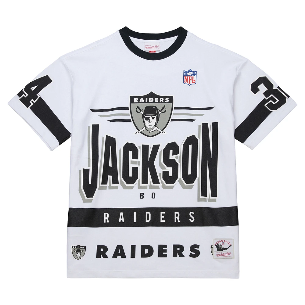 Men's Mitchell & Ness Bo Jackson White Las Vegas Raiders Name Number Team Origins Vintage Logo T-Shirt
