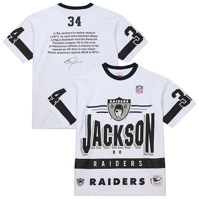 Men's Mitchell & Ness Bo Jackson White Las Vegas Raiders Name Number Team Origins Vintage Logo T-Shirt