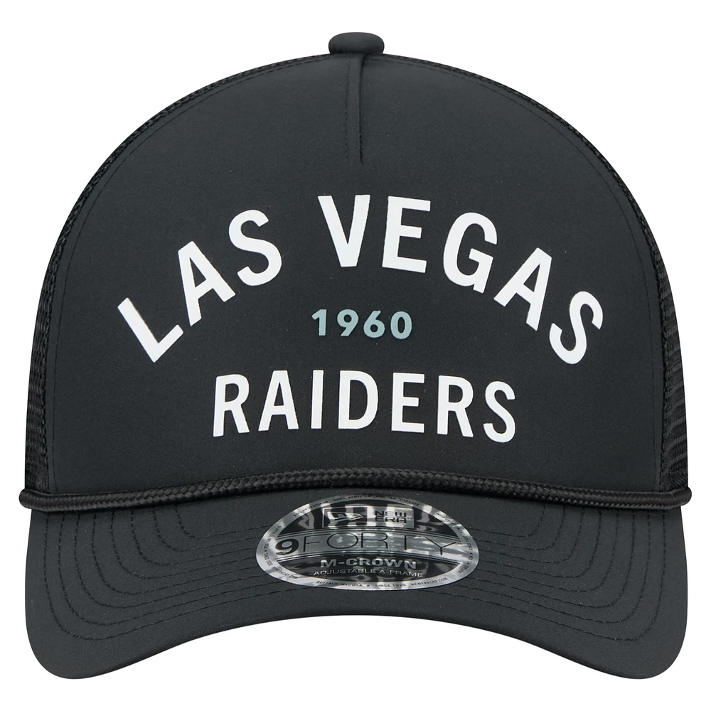 Men's New Era  Black Las Vegas Raiders Active Minimalist M-Crown A-Frame 9FORTY Adjustable Hat