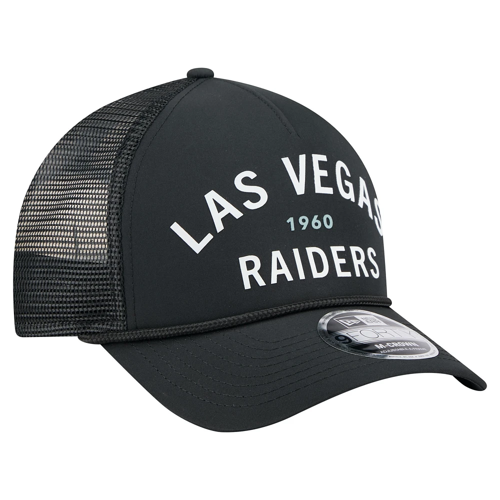 Men's New Era  Black Las Vegas Raiders Active Minimalist M-Crown A-Frame 9FORTY Adjustable Hat