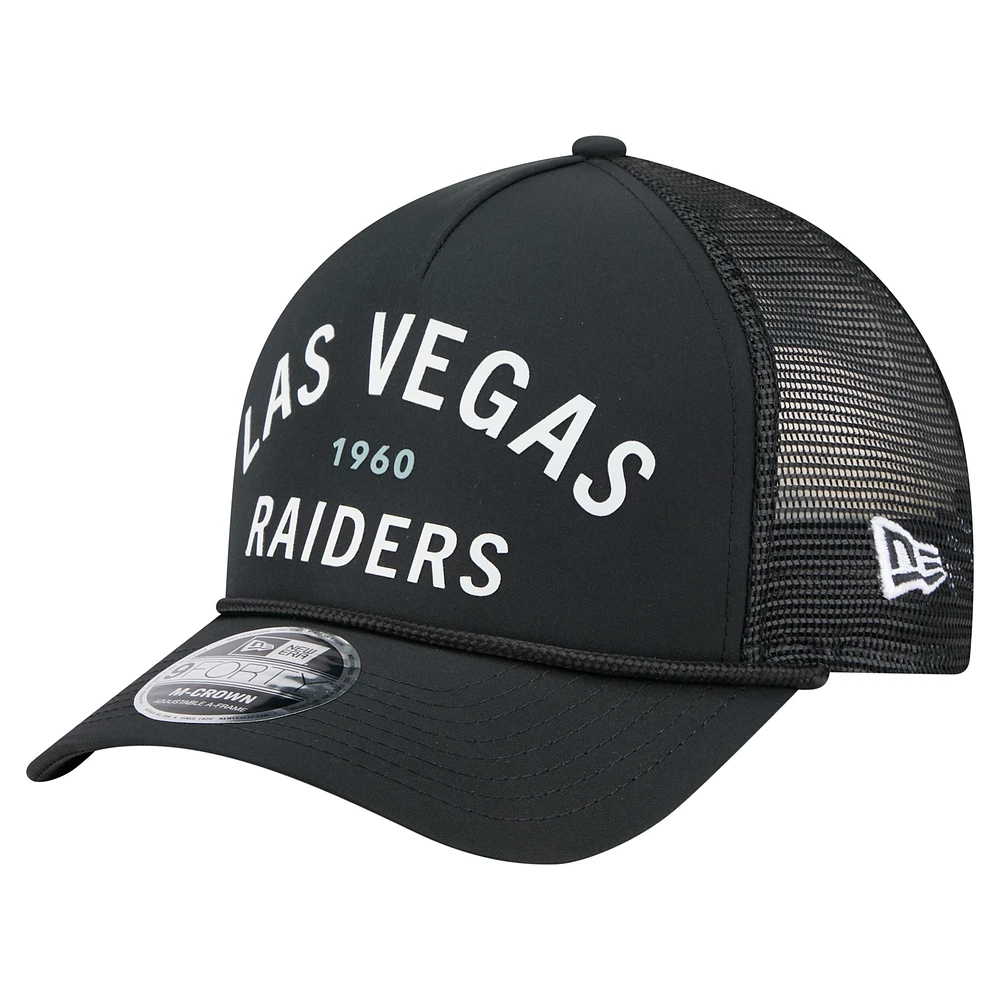 Men's New Era Black Las Vegas Raiders Active Minimalist M-Crown A-Frame 9FORTY Adjustable Hat