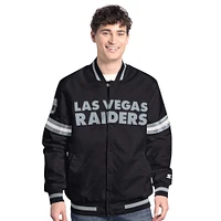 Men's Starter  Black Las Vegas Raiders Scout Full-Snap Varsity Jacket
