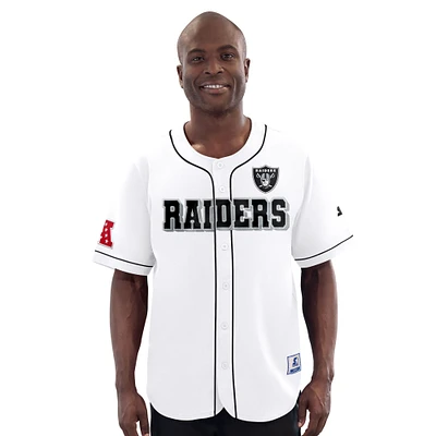 Maillot de baseball à boutons complets Starter White Las Vegas Raiders Relay pour homme
