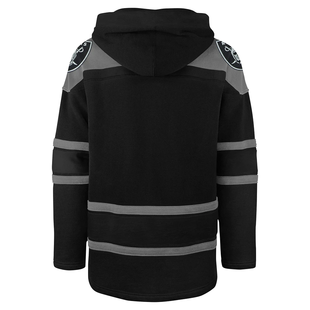 Men's '47 Black Las Vegas Raiders Dark Pop Lace-Up Pullover Hoodie