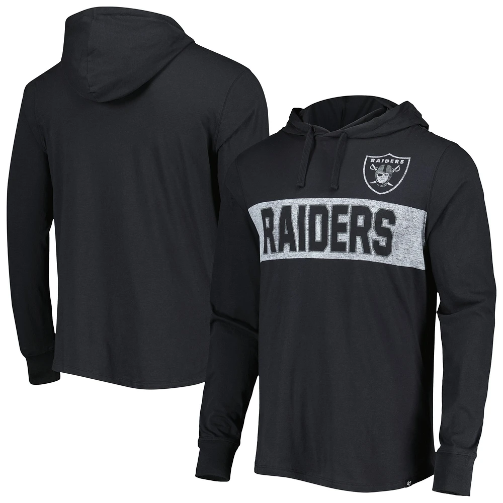 Men's '47 Black Las Vegas Raiders Field Franklin Hooded Long Sleeve T-Shirt