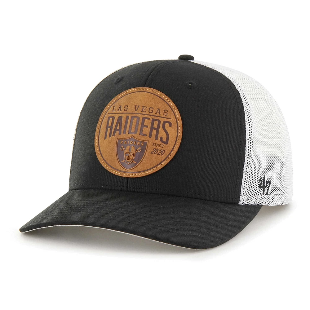 Casquette flexible en cuir noir Las Vegas Raiders '47 pour hommes