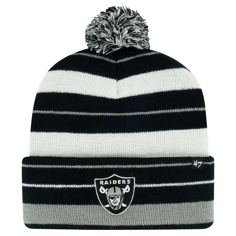 Men's '47 Black Las Vegas Raiders Powerline Cuffed Knit Hat with Pom