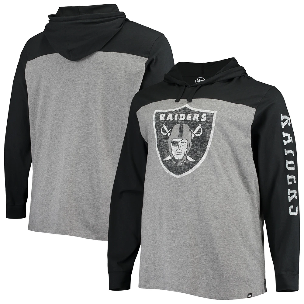 T-shirt à capuche manches longues Franklin Wooster des Las Vegas Raiders '47 gris chiné/noir pour homme