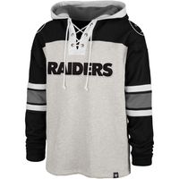 Men's '47 Heathered Gray/Black Las Vegas Raiders Gridiron Lace-Up - Pullover Hoodie