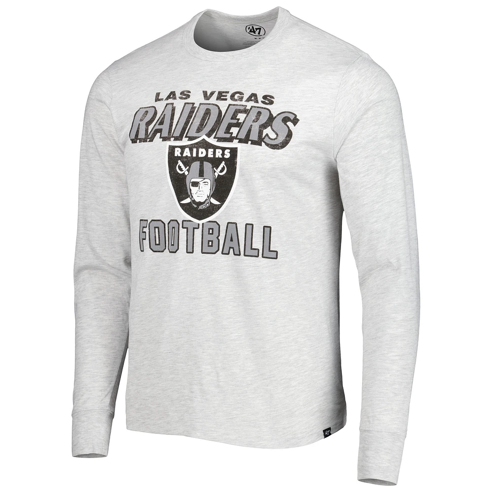 T-shirt à manches longues Las Vegas Raiders Dozer Franklin '47 gris chiné pour homme