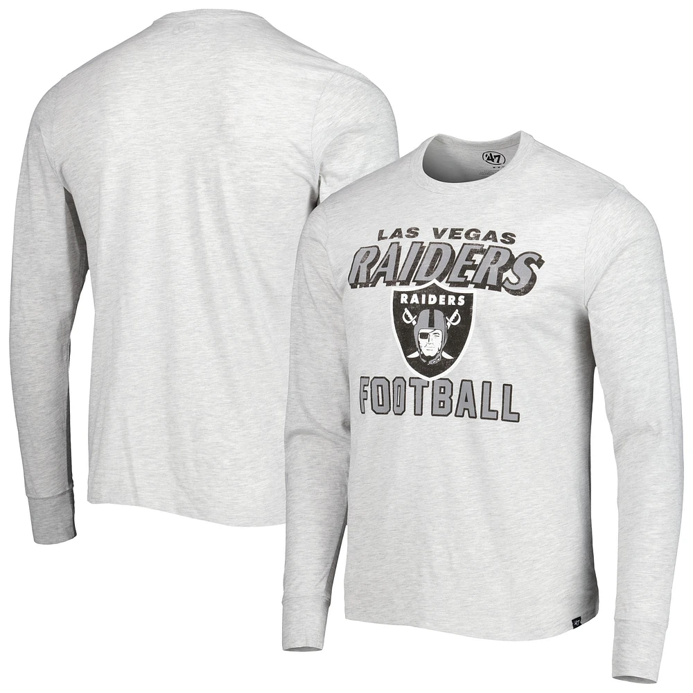 T-shirt à manches longues Las Vegas Raiders Dozer Franklin '47 gris chiné pour homme