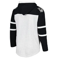 Chandail à capuchon lacets Gridiron avec logo historique gris chiné des Raiders de Las Vegas 47 pour homme