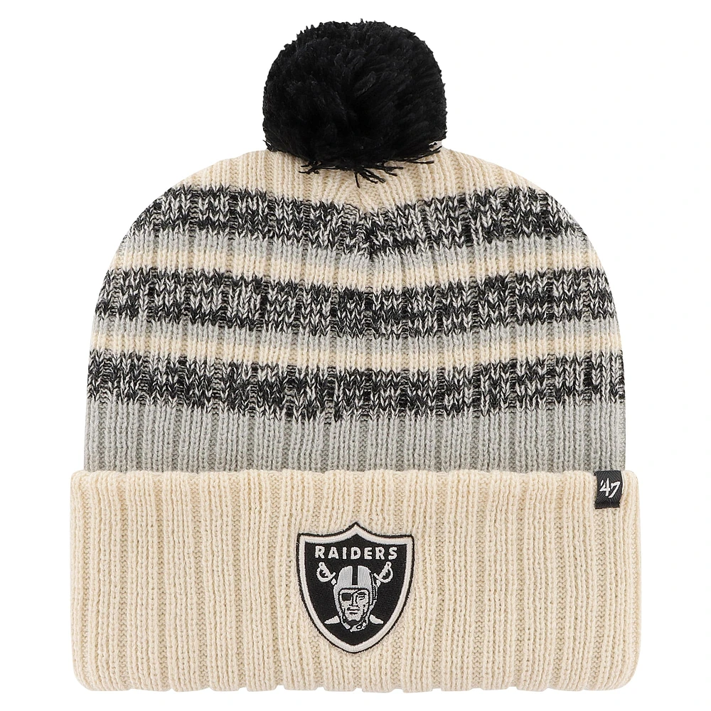 Bonnet en tricot à revers Tavern '47 Natural Las Vegas Raiders pour hommes avec pompon