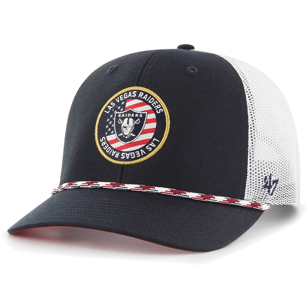 Casquette ajustable '47 Navy/White Las Vegas Raiders Union Patch Trucker pour homme
