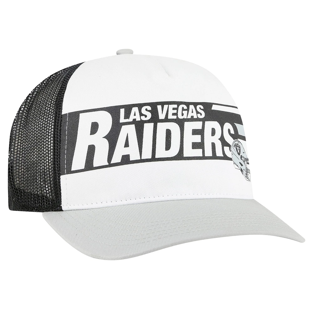 Casquette ajustable Stack Line Hitch Trucker '47 blanche/grise pour homme des Las Vegas Raiders