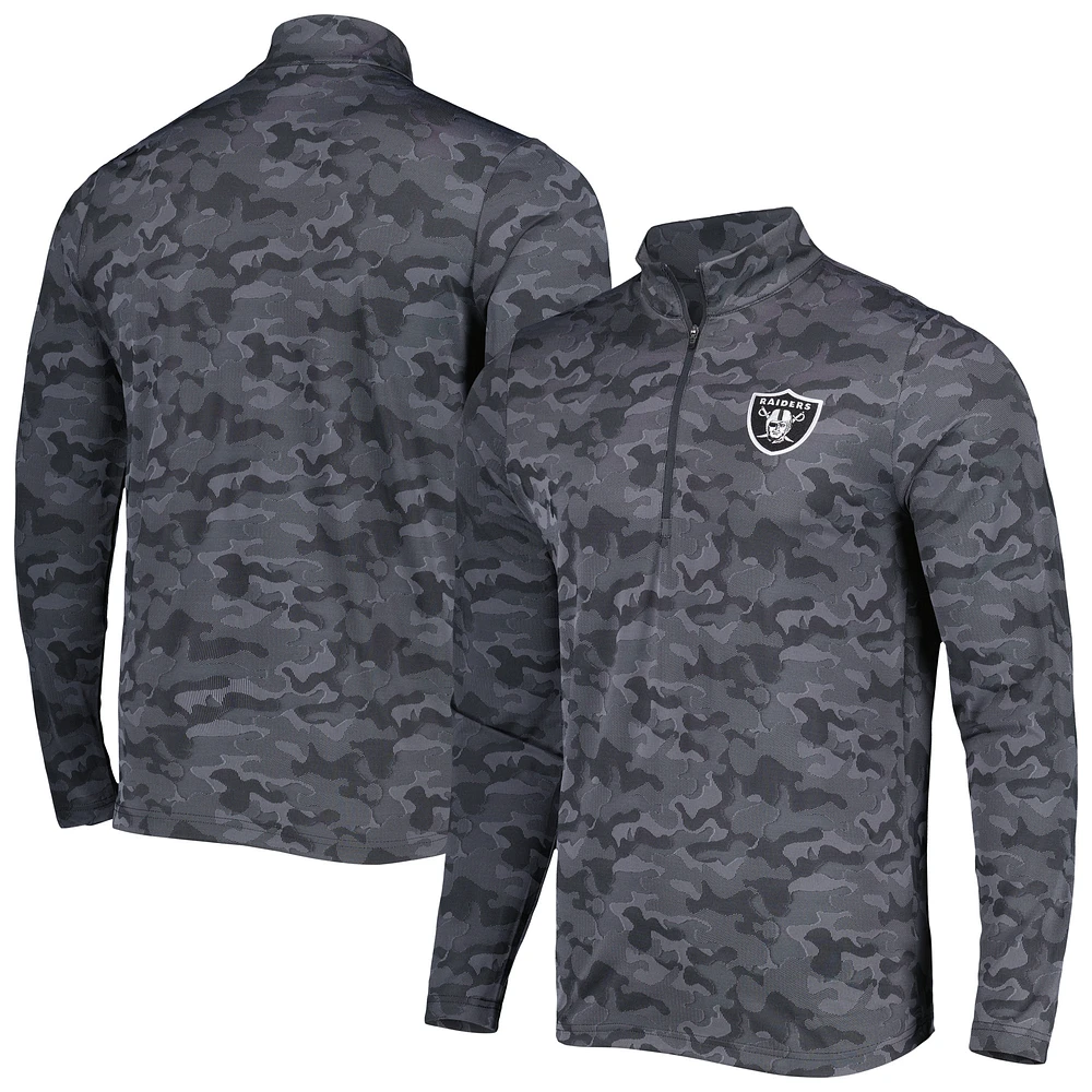 Sweat-shirt noir à fermeture éclair quart de tour pour homme des Las Vegas Raiders Brigade d'Antigua