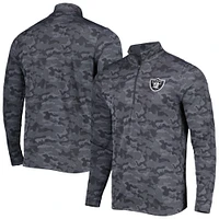 Sweat-shirt noir à fermeture éclair quart de tour pour homme des Las Vegas Raiders Brigade d'Antigua