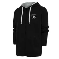 Las Vegas Raiders Antigua Metallic Logo Victory Full-Zip Hoodie - Charcoal