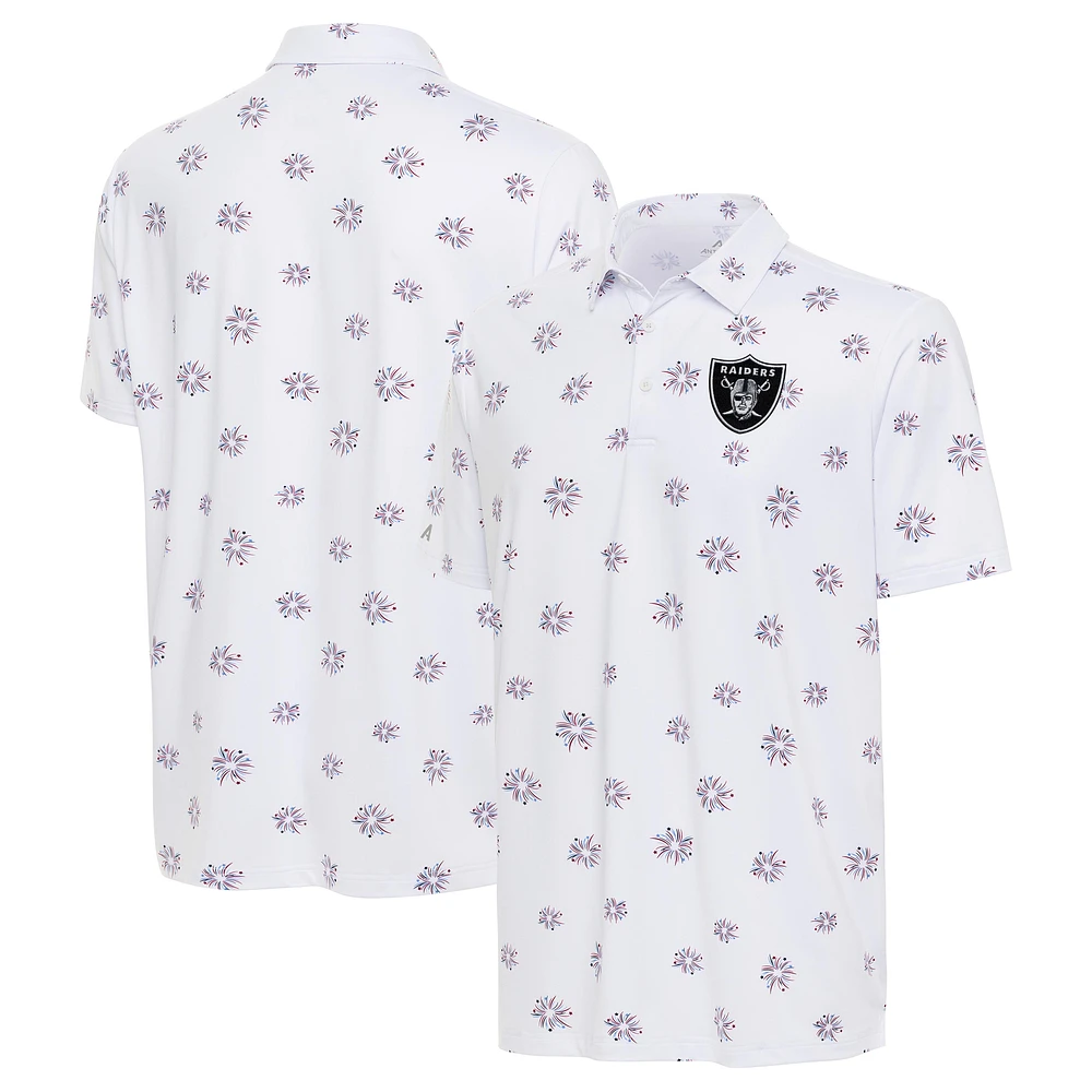 Men's Antigua White Las Vegas Raiders Fireworks Polo