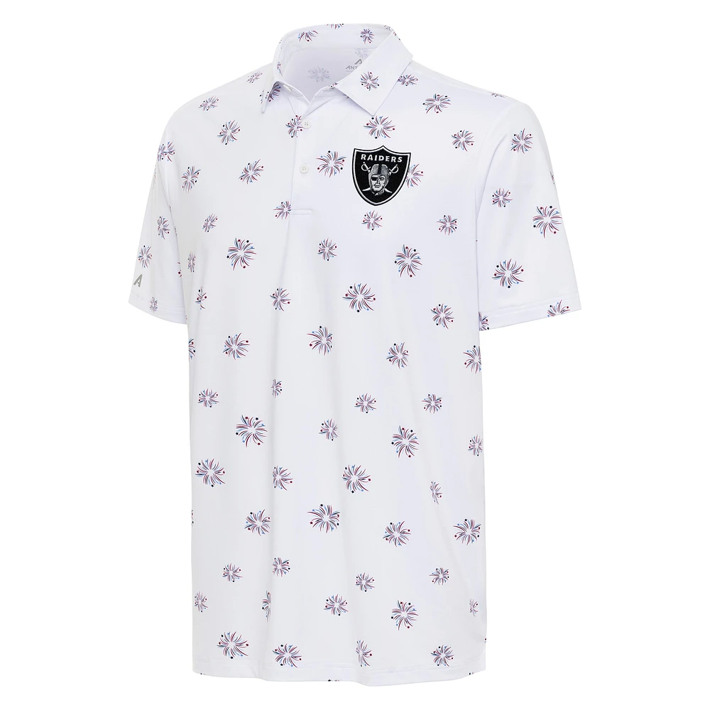 Men's Antigua White Las Vegas Raiders Fireworks Polo