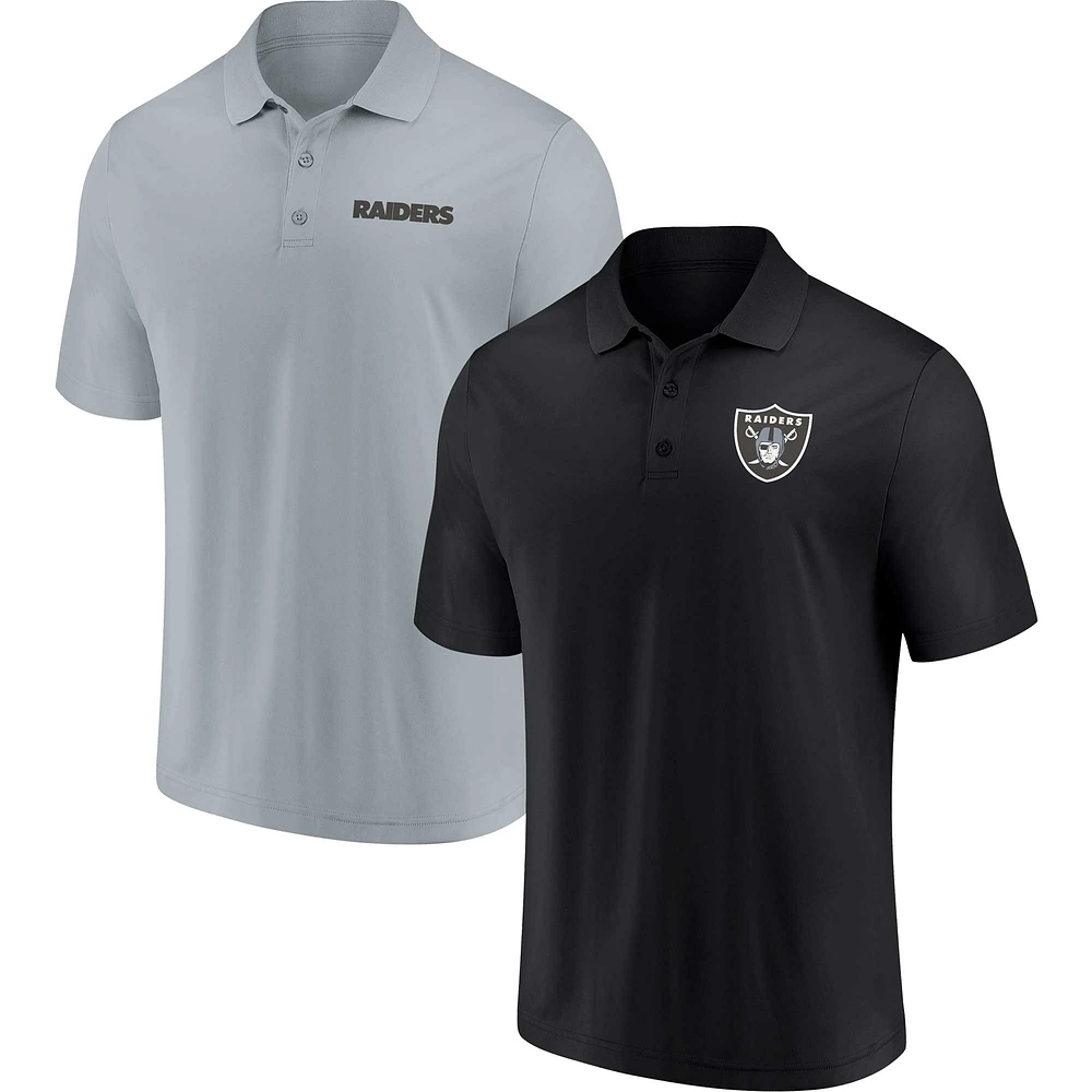 Men's Black/Gray Las Vegas Raiders Dueling Two-Pack Polo Set