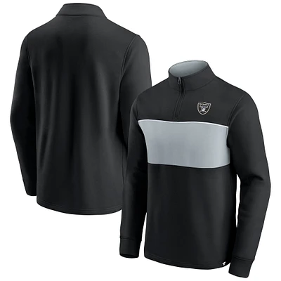 Men's Black/Silver Las Vegas Raiders Block Party Quarter-Zip Jacket