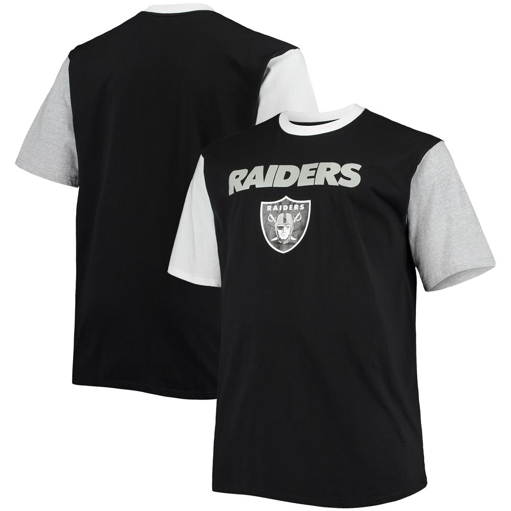 Men's Black/White Las Vegas Raiders Big & Tall Colorblocked T-Shirt