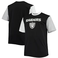 T-shirt color block noir/blanc pour hommes des Las Vegas Raiders Big & Tall